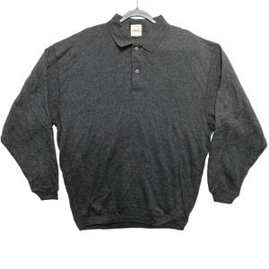 Ashworth Polo Sweater Mens Medium Charcoal Gray AM Knit Pullover Collared Golf